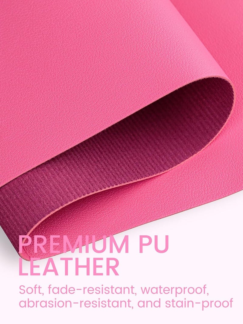 BELOVING Nail Art Table Mat, (MAT ONLY) Nail Arm Rest Pad for Nail Tech, Soft Microfiber PU Leather Nail Mat for Table, Foldable Nail Pad Desk Mat for Manicure Hand Rest Pillow - Pinkish Red - Image 3
